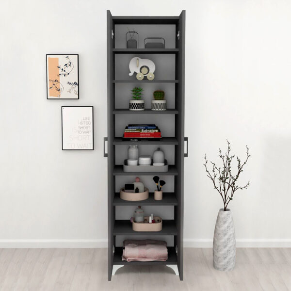 Ντουλάπα - Παπουτσοθήκη Lilly Megapap χρώμα ανθρακί 49x32x178εκ. - Image 3