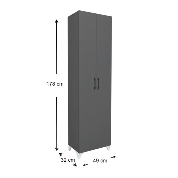 Ντουλάπα - Παπουτσοθήκη Lilly Megapap χρώμα ανθρακί 49x32x178εκ. - Image 5