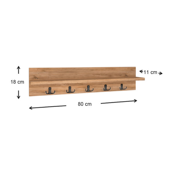 Κρεμάστρα τοίχου Kery Megapap χρώμα pine oak 80x11x18εκ. - Image 2