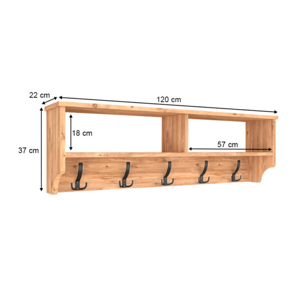 Κρεμάστρα τοίχου Ottila Megapap χρώμα pine oak 120x22x37εκ. - Image 2