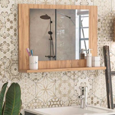 Καθρέφτης μπάνιου Devlin Megapap χρώμα pine oak 60x10x45εκ.