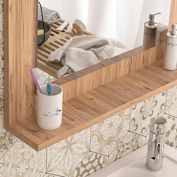 Καθρέφτης μπάνιου Devlin Megapap χρώμα pine oak 60x10x45εκ. - Image 2