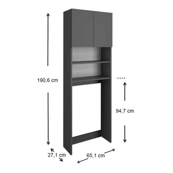 Έπιπλο πλυντηρίου Ramsey Megapap χρώμα ανθρακί 65x27x190,6εκ. - Image 3