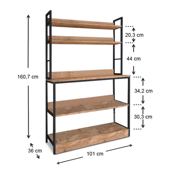 Έπιπλο κουζίνας Foyer Megapap χρώμα μαύρο - pine oak 101x36x160,7εκ. - Image 2
