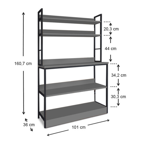 Έπιπλο κουζίνας Foyer Megapap χρώμα μαύρο - ανθρακί 101x36x160,7εκ. - Image 2