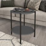 Βοηθητικό τραπεζάκι Argento Megapap χρώμα ανθρακί 43x43x60εκ.