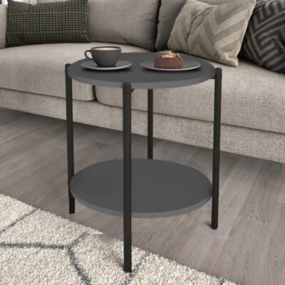 Βοηθητικό τραπεζάκι Argento Megapap χρώμα ανθρακί 43x43x60εκ.