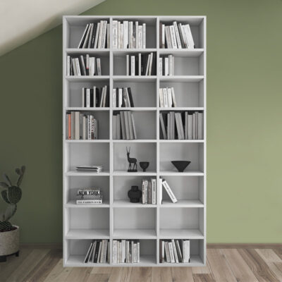 Βιβλιοθήκη Fyodor Megapap χρώμα λευκό 102x16x178εκ.