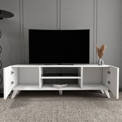 Έπιπλο τηλεόρασης Evelyn Megapap χρώμα λευκό 140x35x46εκ.