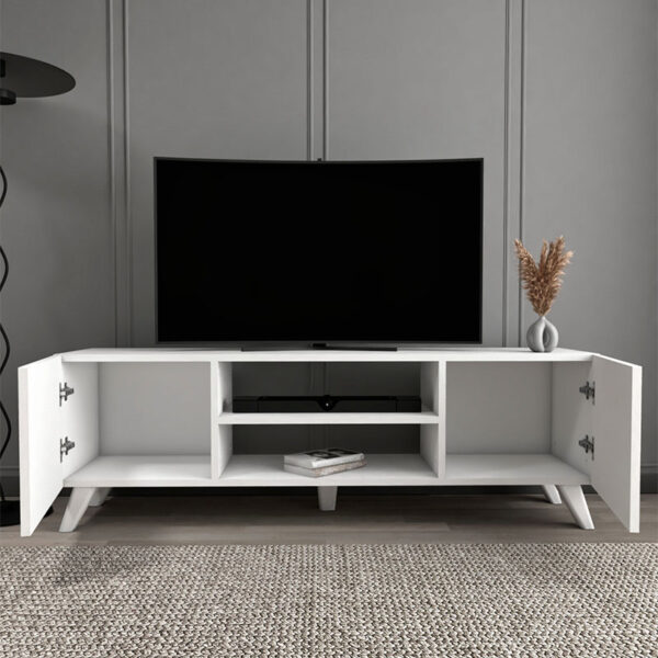 Έπιπλο τηλεόρασης Evelyn Megapap χρώμα λευκό 140x35x46εκ.