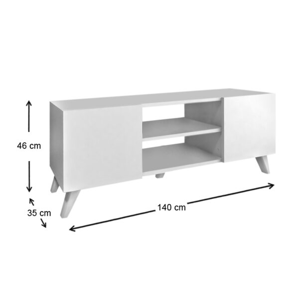 Έπιπλο τηλεόρασης Evelyn Megapap χρώμα λευκό 140x35x46εκ. - Image 3
