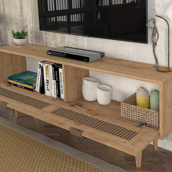 Έπιπλο τηλεόρασης Sirona Megapap χρώμα sapphire oak 140x30x55εκ. - Image 3