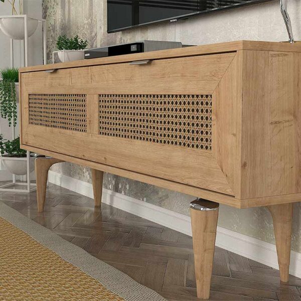 Έπιπλο τηλεόρασης Sirona Megapap χρώμα sapphire oak 140x30x55εκ. - Image 4