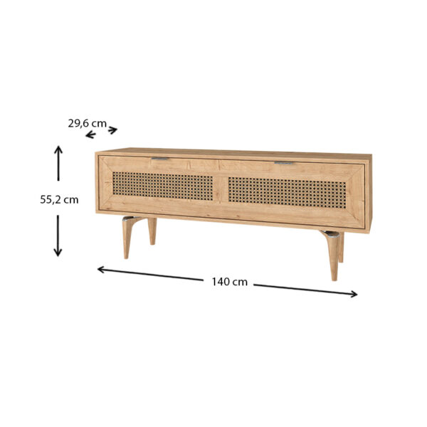 Έπιπλο τηλεόρασης Sirona Megapap χρώμα sapphire oak 140x30x55εκ. - Image 6