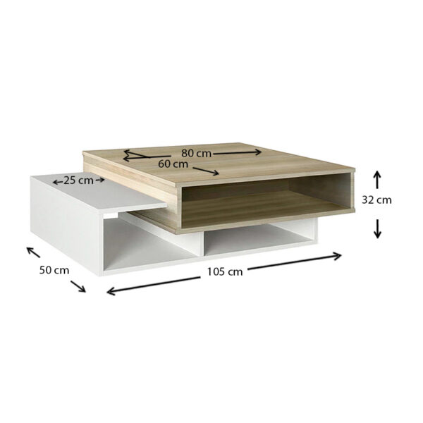 Τραπεζάκι σαλονιού Tab Megapap χρώμα λευκό - cordoba 105x60x32εκ. - Image 3