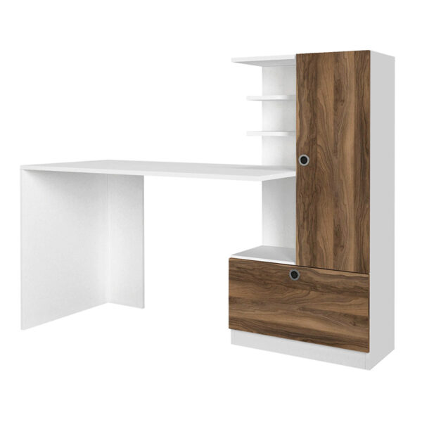 Γραφείο εργασίας Merino Megapap χρώμα λευκό - καρυδί 149,5x61,8x120εκ. - Image 5