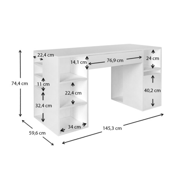 Γραφείο εργασίας Pontus Megapap χρώμα λευκό 145x60x74,4εκ. - Image 6