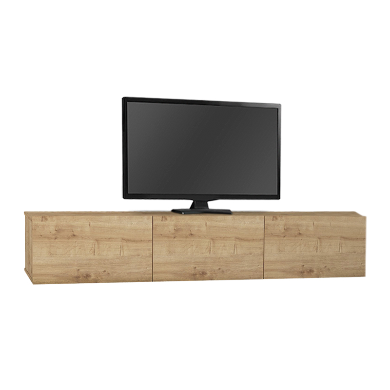Έπιπλο τηλεόρασης επιτοίχιο Damla Megapap με LED χρώμα sapphire oak 180x29,5x29,5εκ. - Image 3
