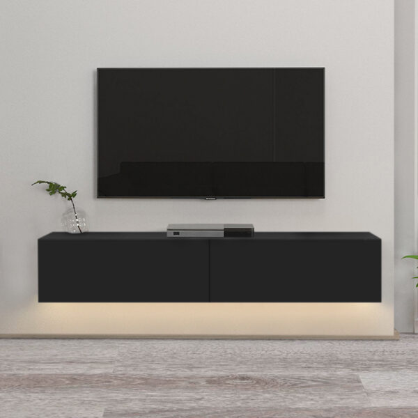 Έπιπλο τηλεόρασης επιτοίχιο Aristo Megapap με LED χρώμα μαύρο 135x31,6x25εκ. - Image 2