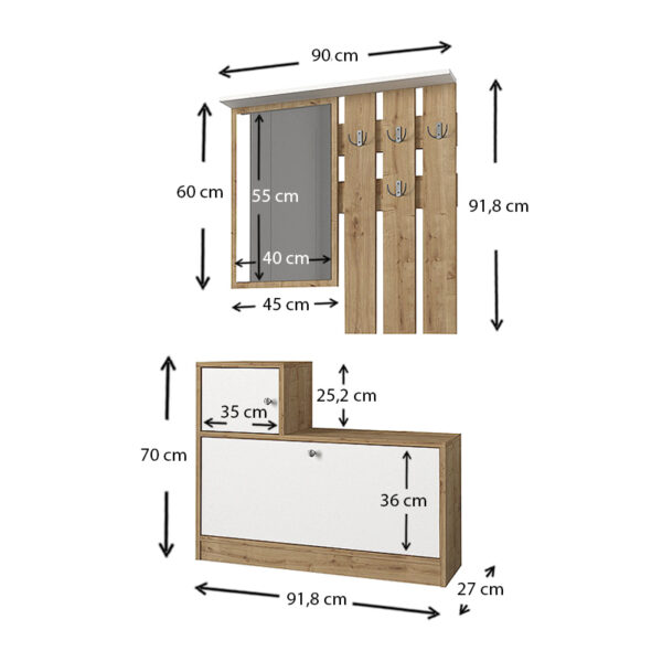 Έπιπλο εισόδου Galina Megapap χρώμα sapphire oak - λευκό 91,8x27x70εκ. - Image 5