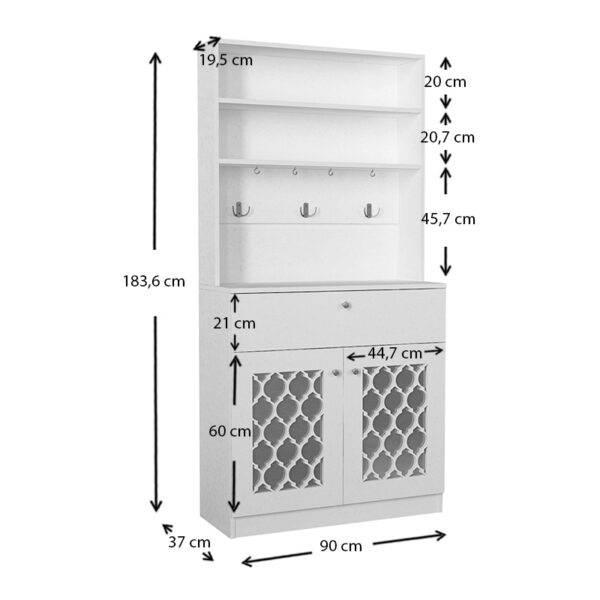 Έπιπλο κουζίνας Axel Megapap χρώμα λευκό 90x37x183,6εκ. - Image 4