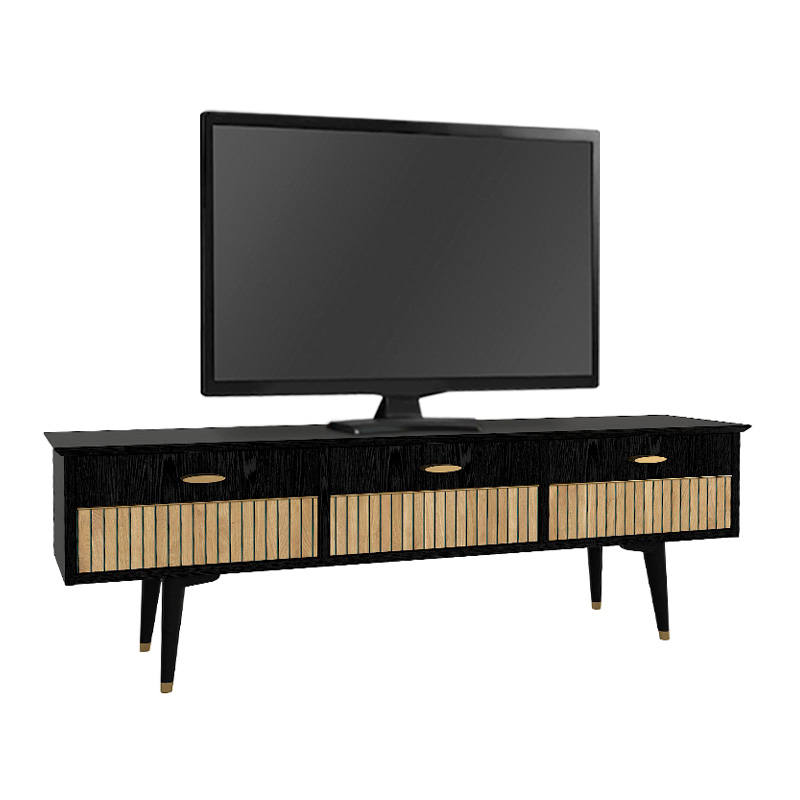 Έπιπλο τηλεόρασης Bolea Megapap χρώμα modern black 150x35x49,7 εκ. - Image 4