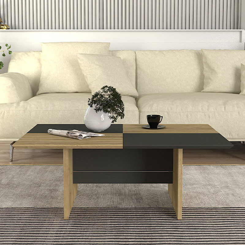 Τραπεζάκι σαλονιού Venita Megapap χρώμα sapphire oak - ανθρακί 90x60x33,8εκ. - Image 2