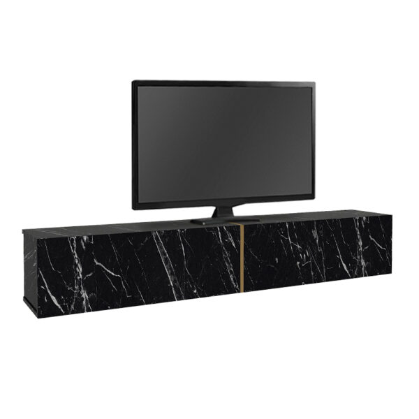 Έπιπλο τηλεόρασης επιτοίχιο Figure Megapap με LED χρώμα μαύρο εφέ μαρμάρου 181,8x31,7x30εκ. - Image 4