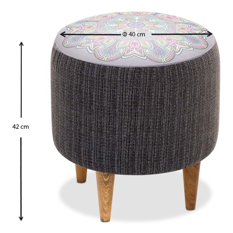 Σκαμπώ Enna Megapap υφασμάτινο χρώμα γκρι 40x40x42εκ. - Image 3