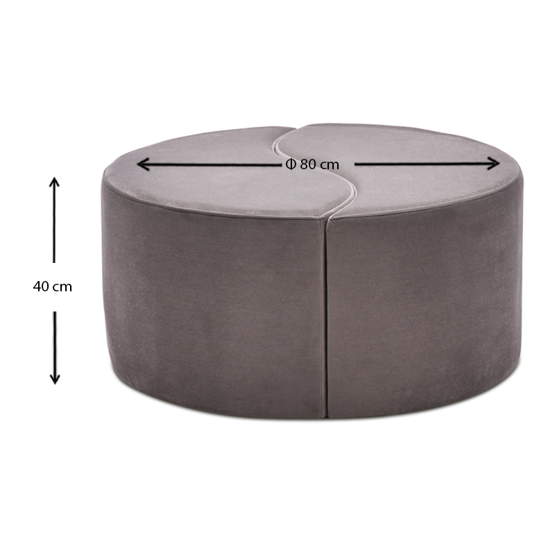 Σκαμπώ Alis Megapap βελούδινο χρώμα ανοιχτό γκρι 80x80x40εκ. - Image 3