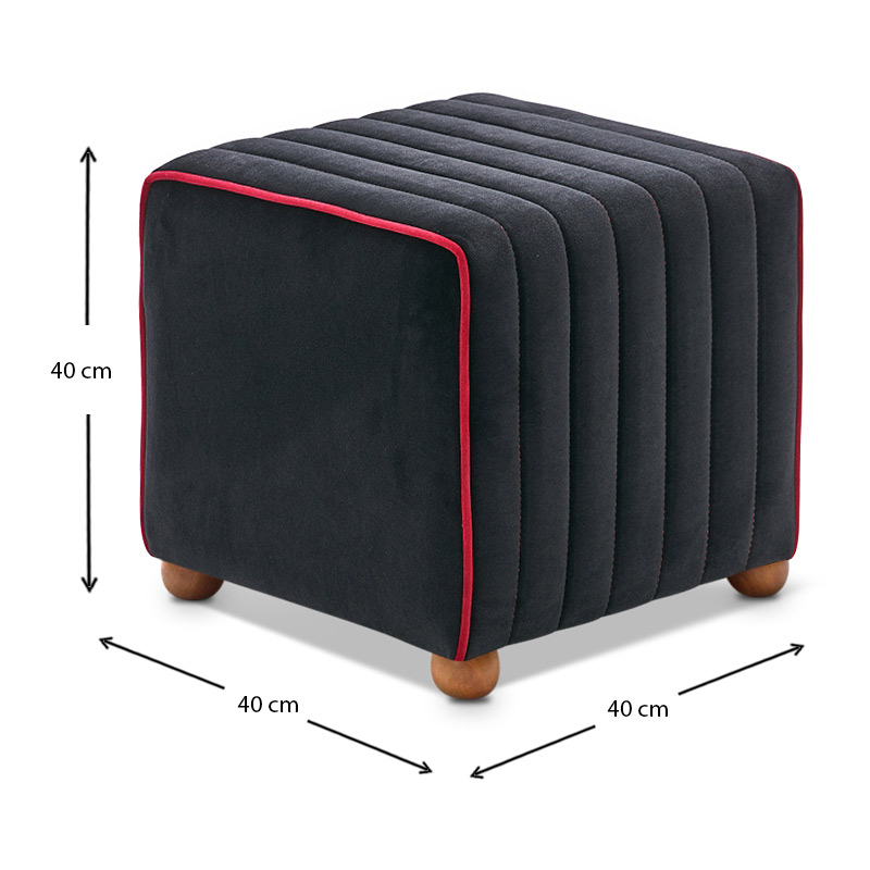 Σκαμπώ Mona Megapap βελούδινο χρώμα μαύρο 40x40x40εκ. - Image 3