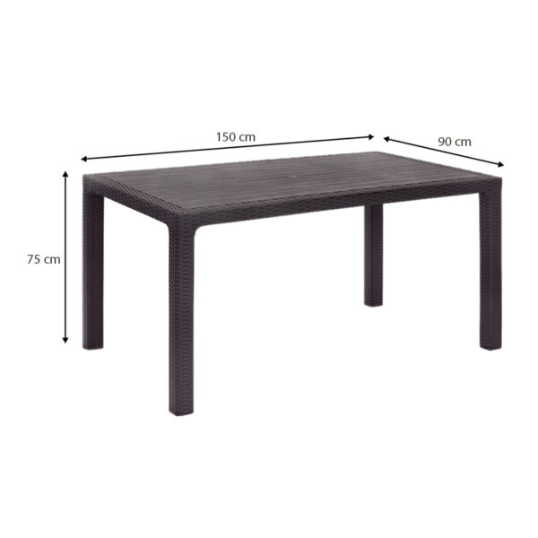 Τραπέζι πολυπροπυλενίου Kalan Megapap χρώμα καφέ 150x90x75εκ. - Image 4