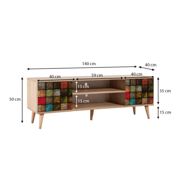 Έπιπλο τηλεόρασης Soho Megapap χρώμα sonoma 140x40x50 εκ. - Image 4