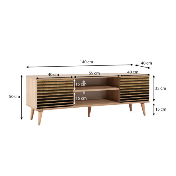Έπιπλο τηλεόρασης Soho Megapap χρώμα sonoma 140x40x50 εκ. - Image 4