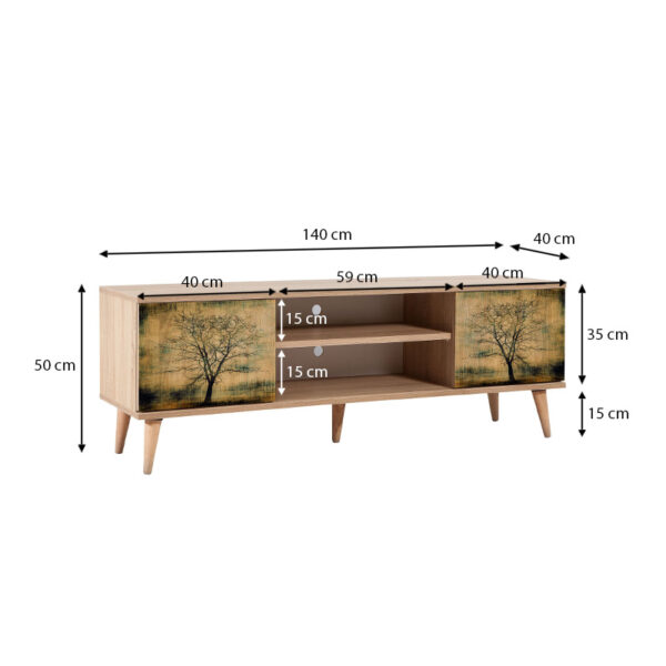 Έπιπλο τηλεόρασης Soho Megapap χρώμα sonoma 140x40x50 εκ. - Image 4