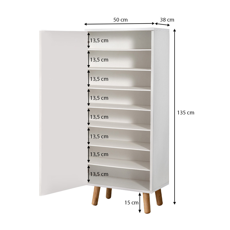 Ντουλάπι κουζίνας/μπάνιου - Παπουτσοθήκη Assiri Megapap χρώμα λευκό 50x38x135εκ. - Image 4