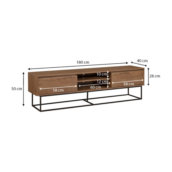 Έπιπλο τηλεόρασης Amedeo Megapap χρώμα καρυδί 180x40x50εκ. - Image 4