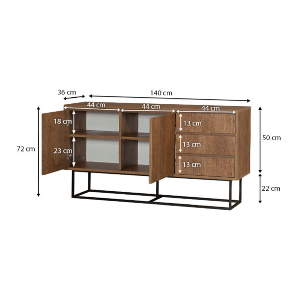 Μπουφές Amedeo Megapap χρώμα καρυδί 140x36x72εκ. - Image 4
