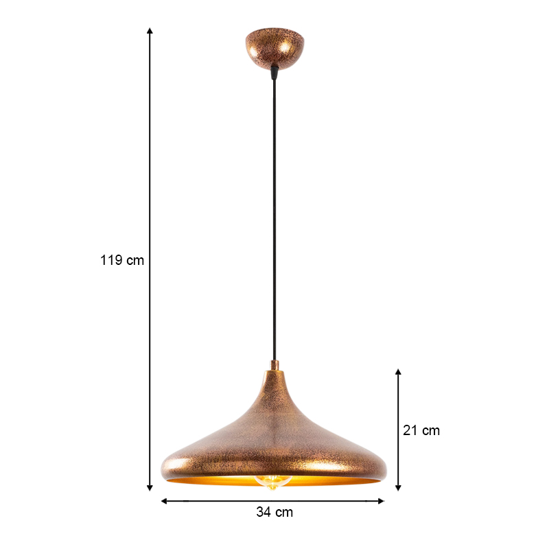 Φωτιστικό οροφής Barek Megapap E27 μεταλλικό μονόφωτο χρώμα bronze Φ34x119εκ. - Image 3