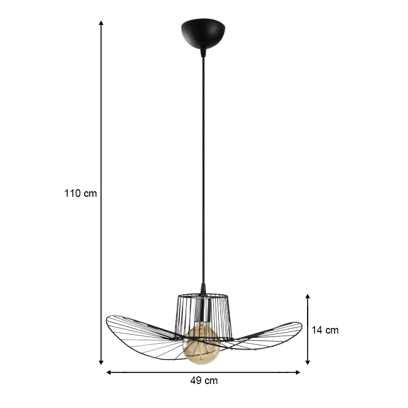Φωτιστικό οροφής Tel Megapap E27 μεταλλικό μονόφωτο χρώμα μαύρο Φ49x110εκ. - Image 2