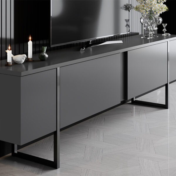 Έπιπλο τηλεόρασης Luxe Megapap χρώμα ανθρακί 180x30x50εκ. - Image 2