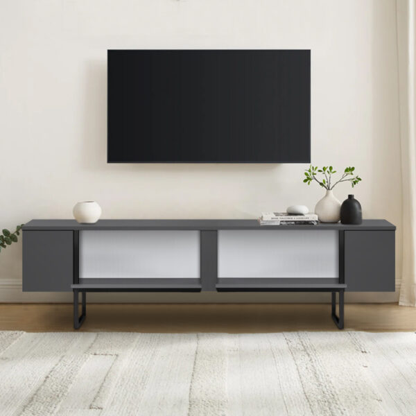 Έπιπλο τηλεόρασης Luxe Megapap χρώμα ανθρακί 180x30x50εκ. - Image 3