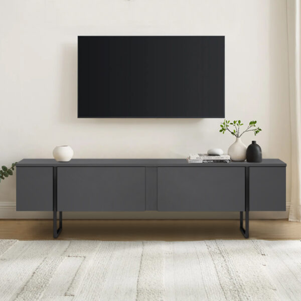 Έπιπλο τηλεόρασης Luxe Megapap χρώμα ανθρακί 180x30x50εκ. - Image 4