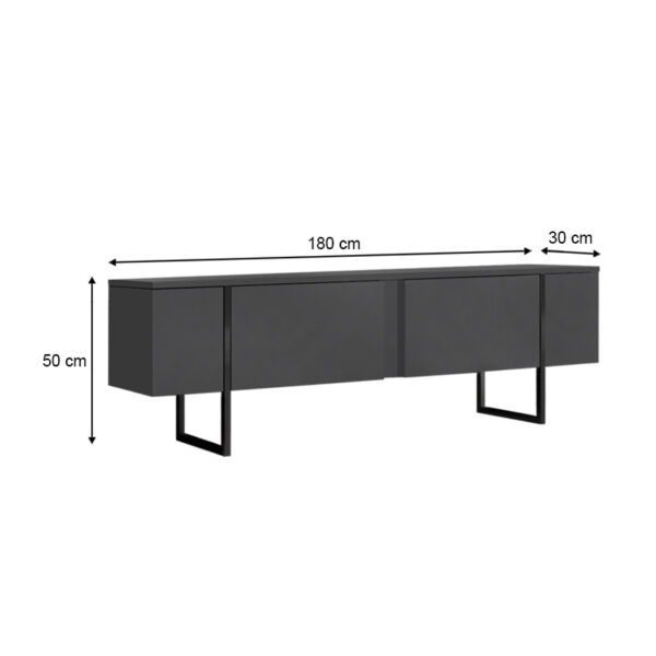 Έπιπλο τηλεόρασης Luxe Megapap χρώμα ανθρακί 180x30x50εκ. - Image 5