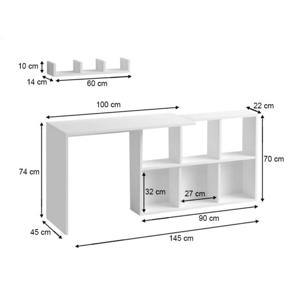 Γραφείο εργασίας Blake Megapap χρώμα λευκό 145x45x74εκ. - Image 3