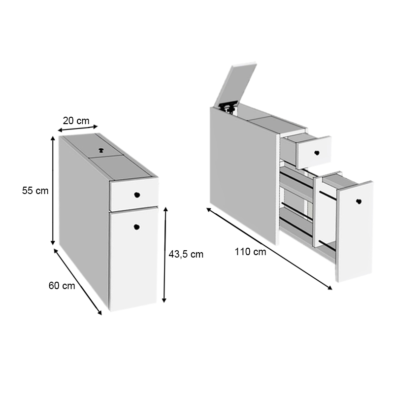 Ντουλάπι μπάνιου Calencia Megapap χρώμα λευκό 20x60x55εκ. - Image 3