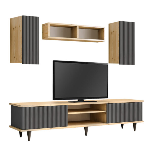 Σύνθεση τηλεόρασης Tokyo Megapap χρώμα sapphire oak - ανθρακί 170x37x45εκ. - Image 3