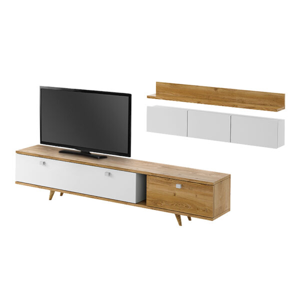 Σύνθεση τηλεόρασης Hera Megapap χρώμα sapphire oak - λευκό 170x37x45εκ. - Image 2