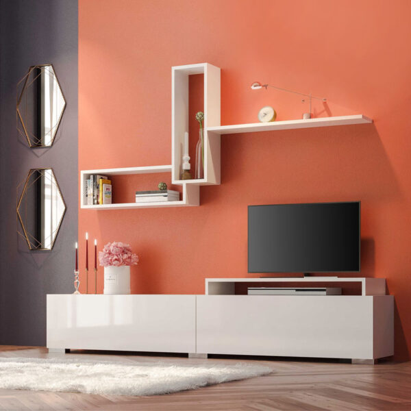 Σύνθεση τηλεόρασης Odessa Megapap χρώμα λευκό 180x37x47εκ. - Image 2