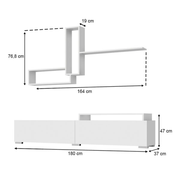 Σύνθεση τηλεόρασης Odessa Megapap χρώμα λευκό 180x37x47εκ. - Image 4